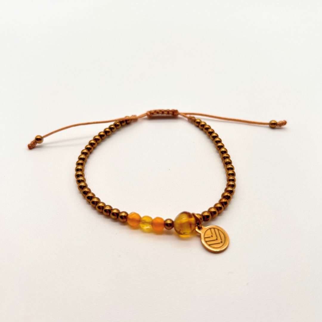 Pulsera Hematita Ámbar 4mm