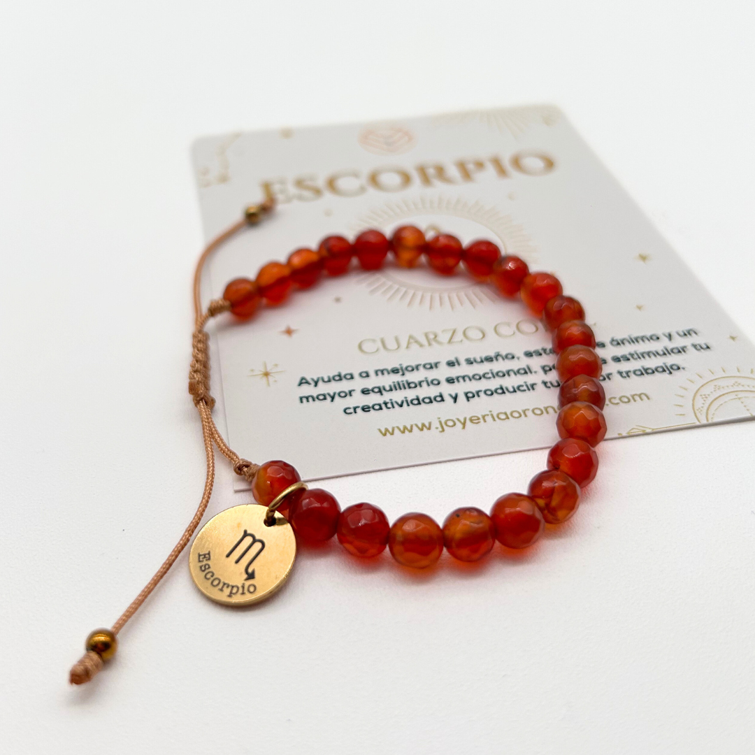 Pulsera Escorpio Cuarzo Coral