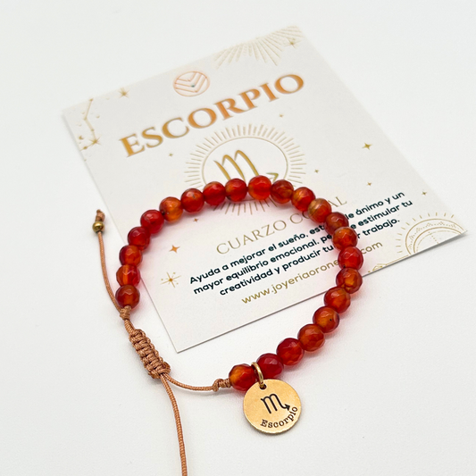 Pulsera Escorpio Cuarzo Coral