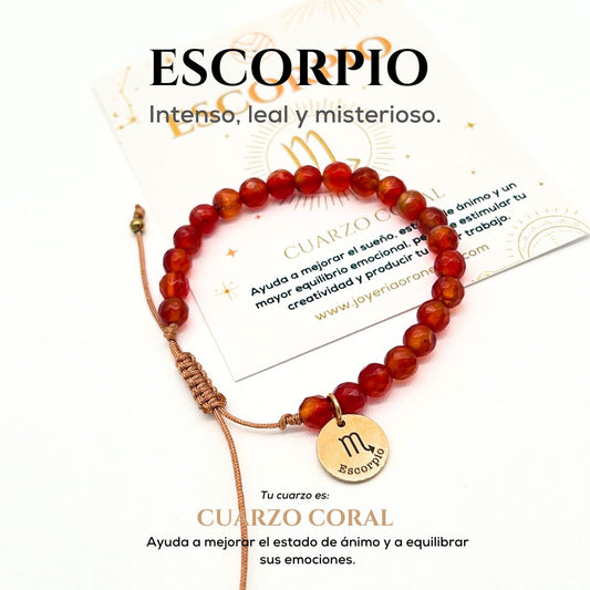 Pulsera Escorpio Cuarzo Coral